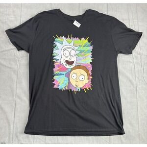 Rick and Morty TShirt Adult Swim Mens XL Black Graphic Tee Cartoon NEW